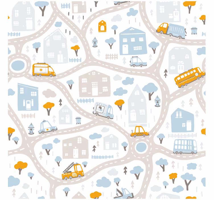 Cortina roller infantil mapa de carreteras doodle - TenVinilo