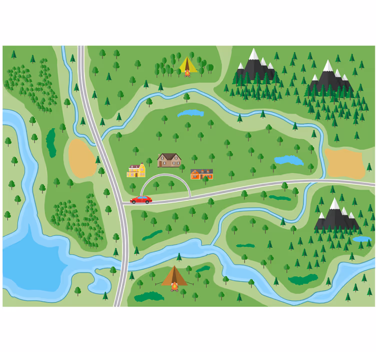 Cortina roller infantil mapa de montaña - TenVinilo