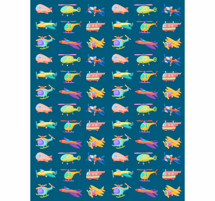 Cortina roller infantil aviones y aeronaves coloridos - TenVinilo