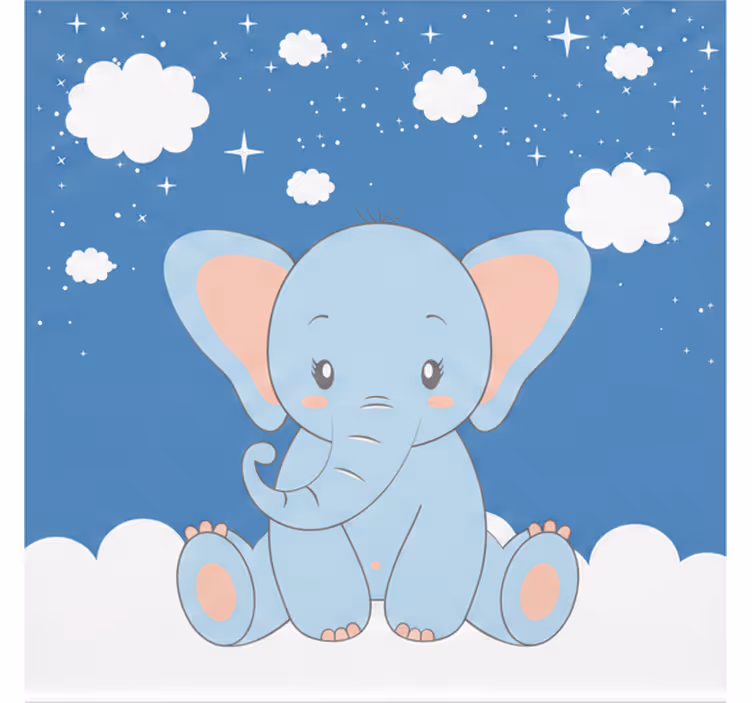 Cortina roller infantil elefante azul bebé dibujo - TenVinilo