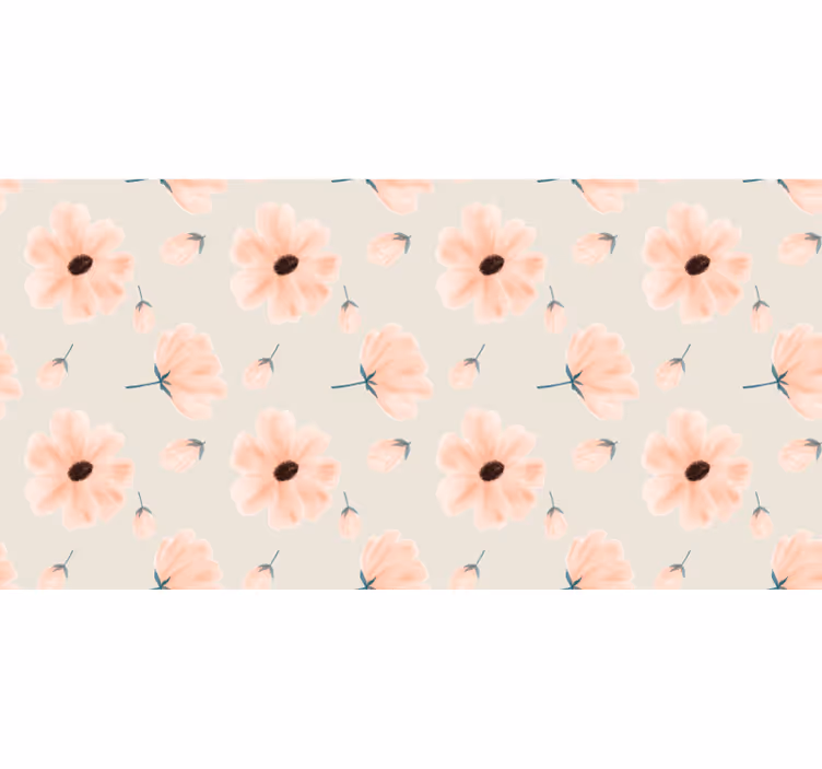 Cortina roller beige con grandes flores acuareladas - TenVinilo