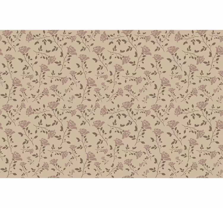 Cortina roller beige con patrón de rosa vintage marrón - TenVinilo
