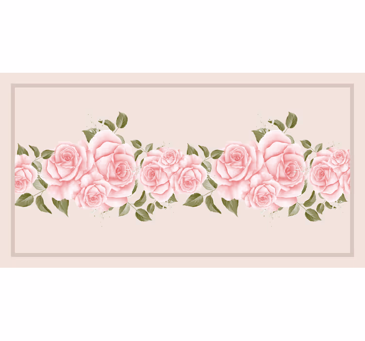 Cortina roller beige con patrón de rosas vintage - TenVinilo