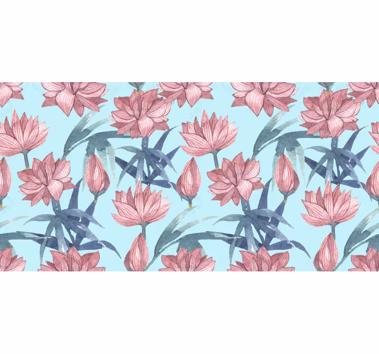 Cortina roller floral flores acuareladas azules - TenVinilo