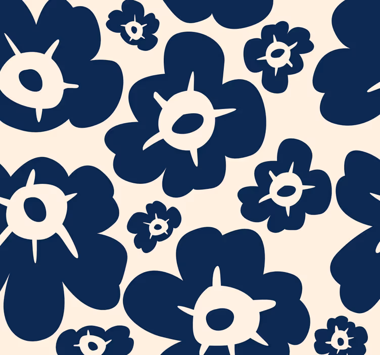 Cortina roller floral amapola azul oscura - TenVinilo
