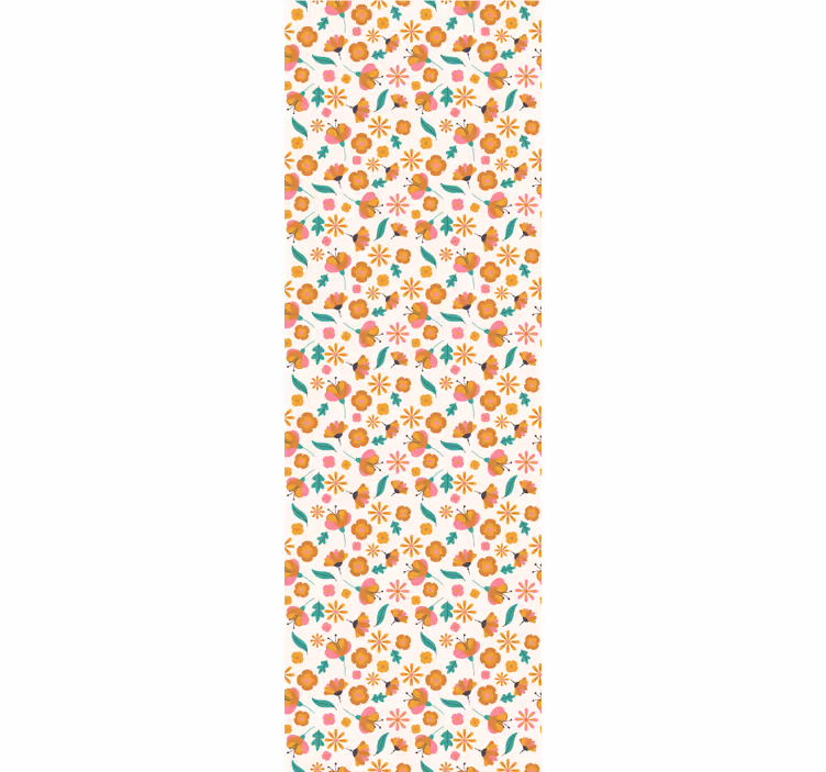 Cortina roller naranja flores naranjas - TenVinilo