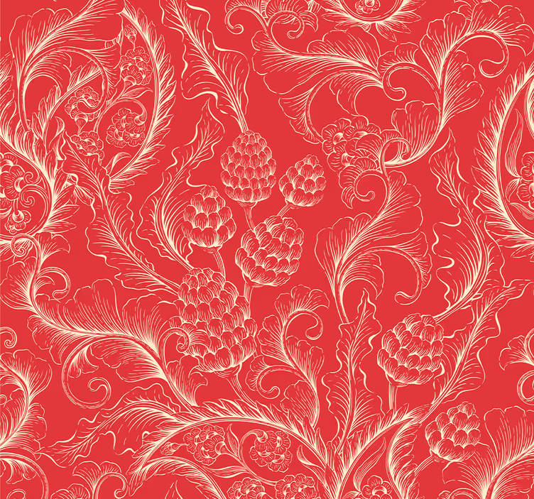 Cortina roller roja ilustración de paisley - TenVinilo