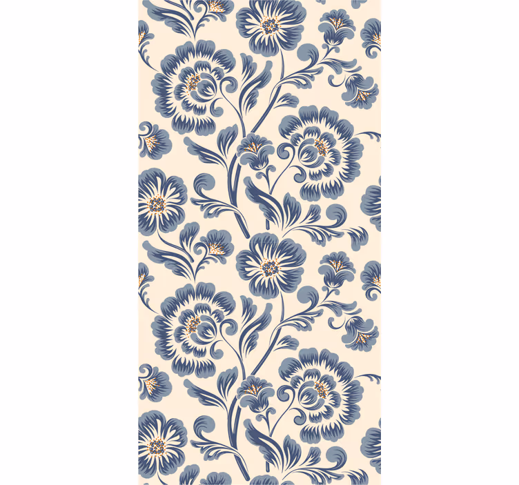 Cortina roller exterior estilo vintage floral azul - TenVinilo