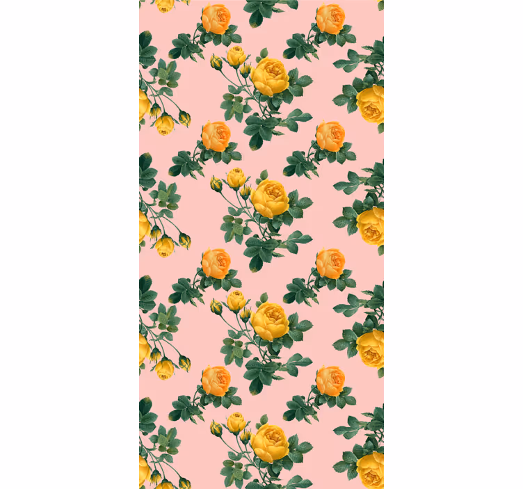 Cortina roller clásico rosas amarillas y hojas verdes - TenVinilo