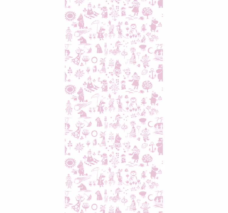 Cortina roller para bebé papel tapiz moomin rosa - TenVinilo