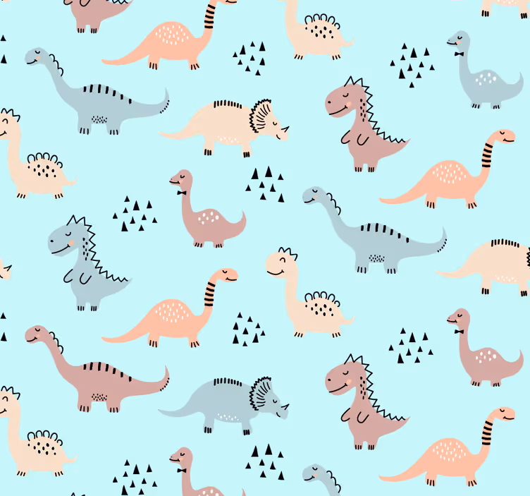 Cortina roller para bebé fondo azul con dinosaurios - TenVinilo