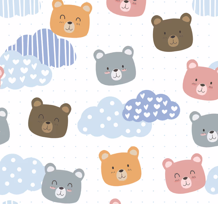 Cortina roller para bebé oso minimalista fondo blanco - TenVinilo