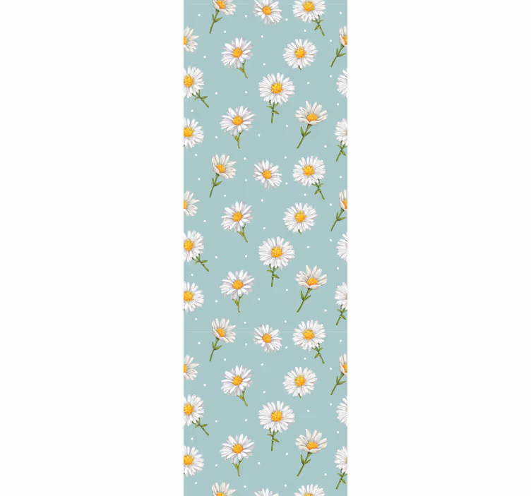 Cortina roller pasillo estampado de flores margaritas - TenVinilo