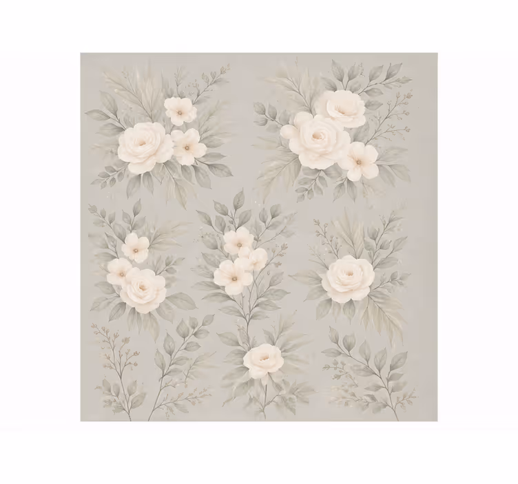 Cortina roller gris rosas blancas - TenVinilo