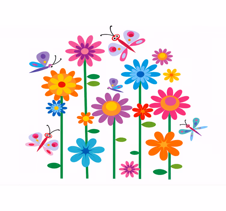Cortina roller infantil flores alegres para niños - TenVinilo