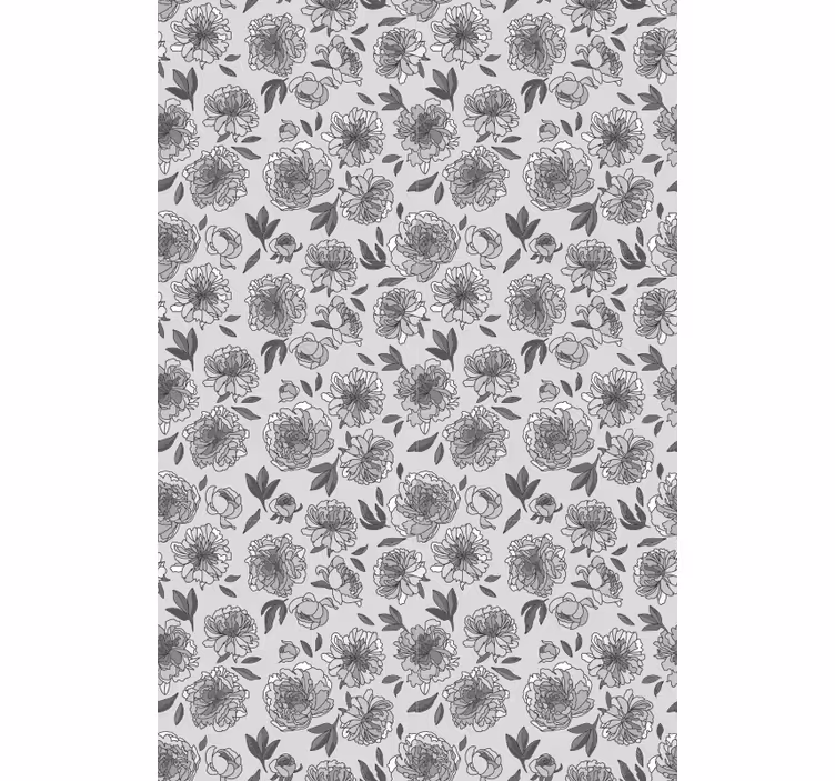 Cortina roller floral patrón de peonía monocromática - TenVinilo