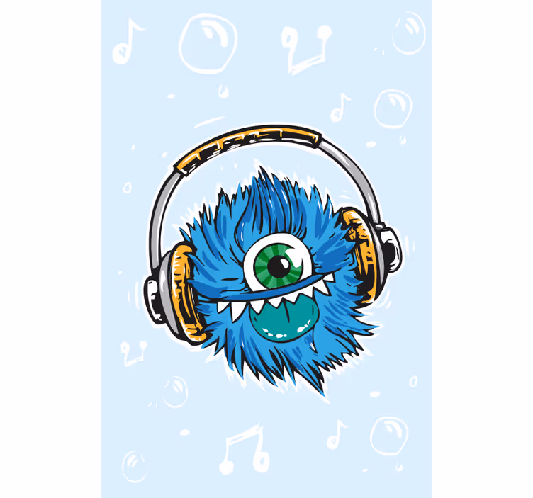 Estor enrollable gamer monstruo azul con cascos - TenVinilo