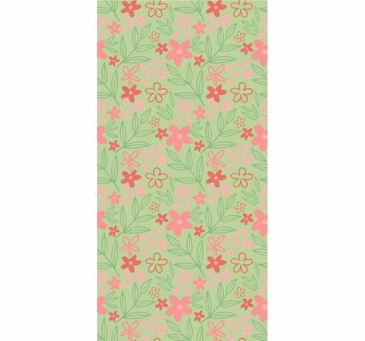 Estor floral Flores rosadas en verde - TenVinilo