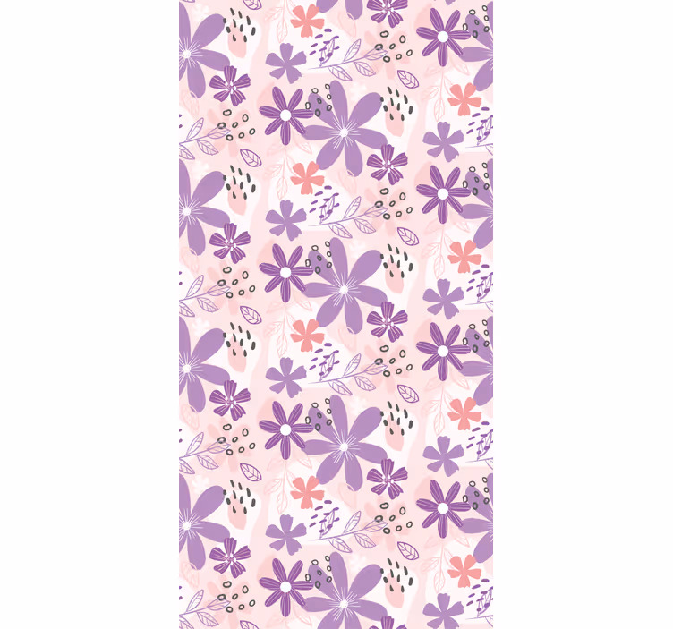 Estor habitación juvenil Diseño floral rosa y morado - TenVinilo
