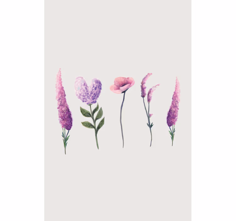 Estor estampado floral diseño flores moradas - TenVinilo