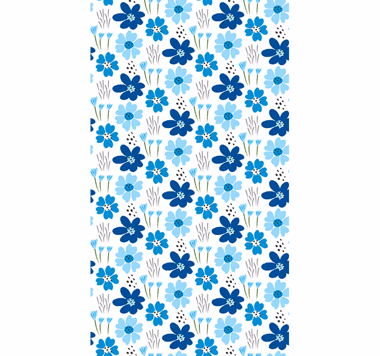 Cortina roller flores patrón simple azul - TenVinilo