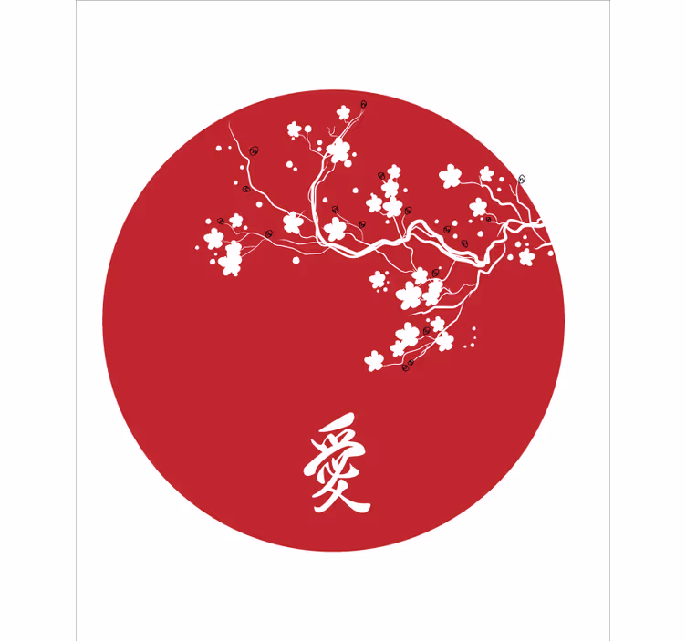 Cortina roller floral círculo de cerezo japonés - TenVinilo