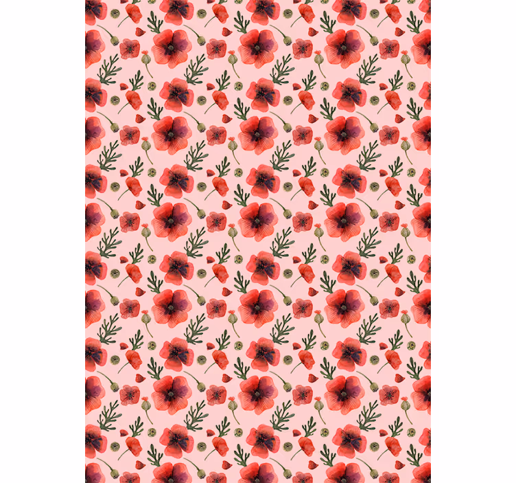 Cortina roller flores patrón floral de amapola - TenVinilo