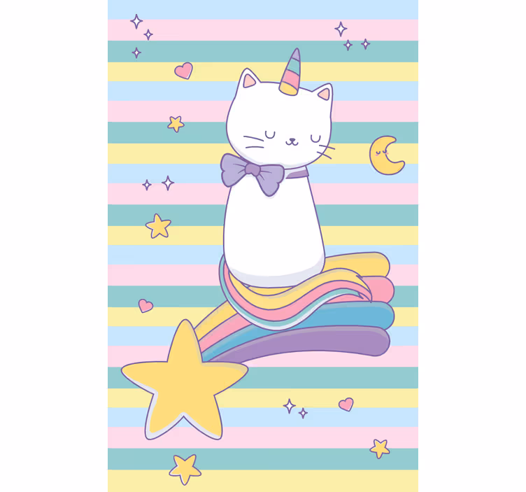 Estor infantil Gato unicornio en estrella fugaz - TenVinilo
