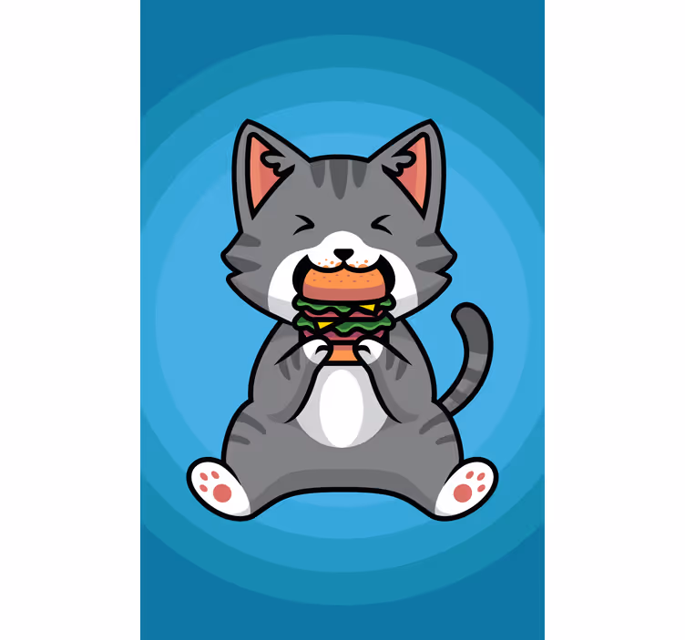 Cortina roller animales gato feliz comiendo - TenVinilo