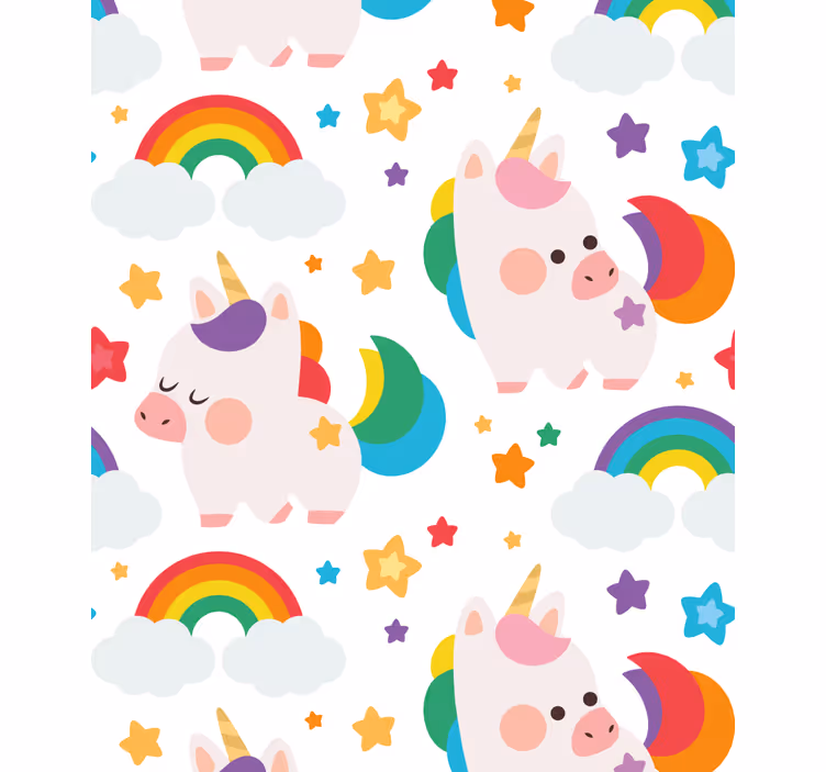 Estor infantil Unicornios coloridos dibujados a mano - TenVinilo