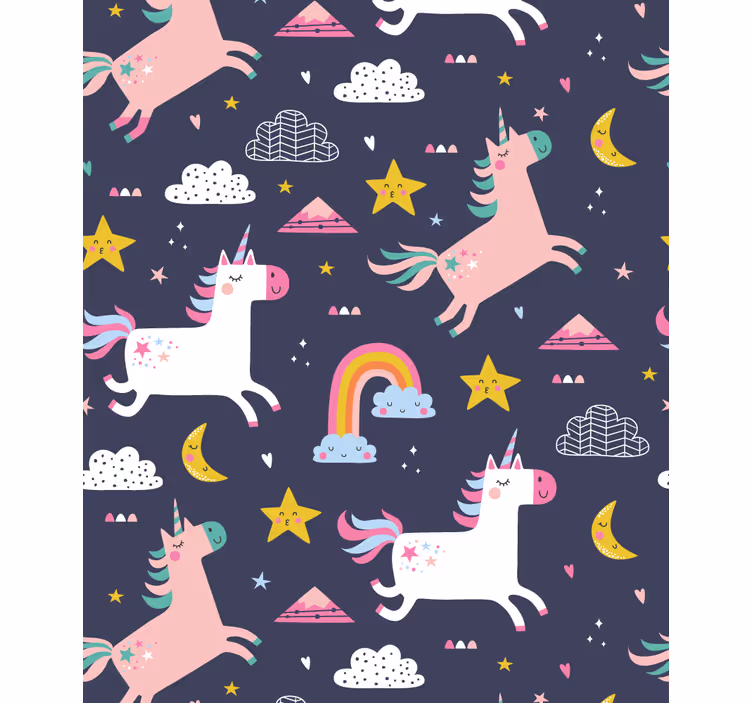 Estor infantil Feliz unicornio patrón y símbolos - TenVinilo
