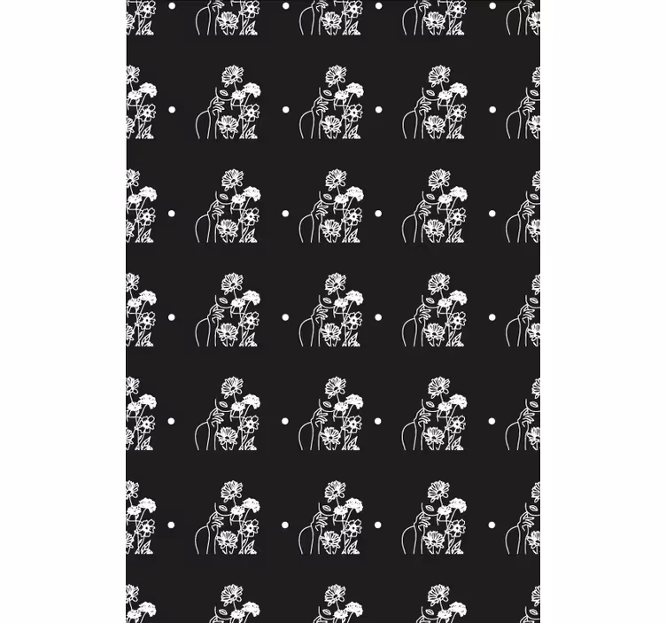 Cortina roller floral silueta en blanco y negro - TenVinilo