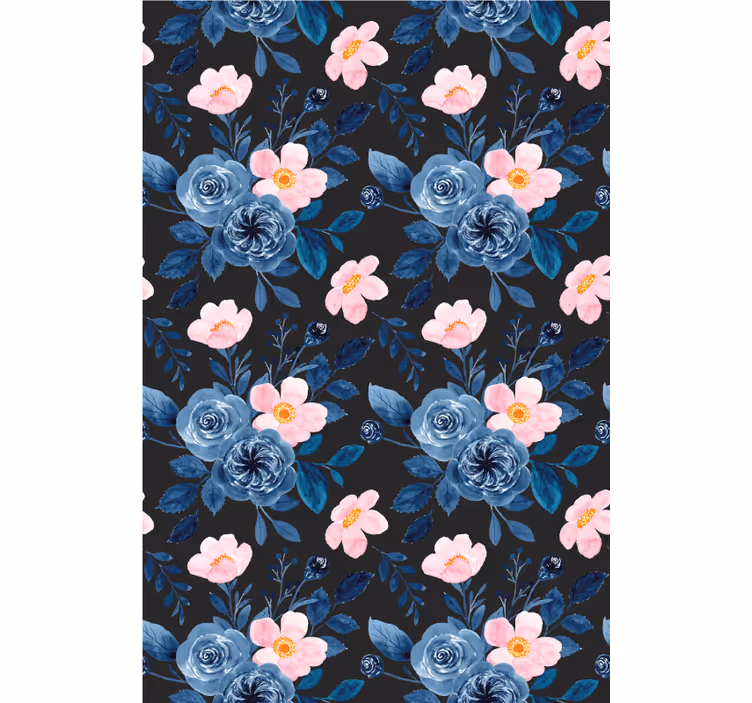 Cortina roller flores motivo floral azul - TenVinilo
