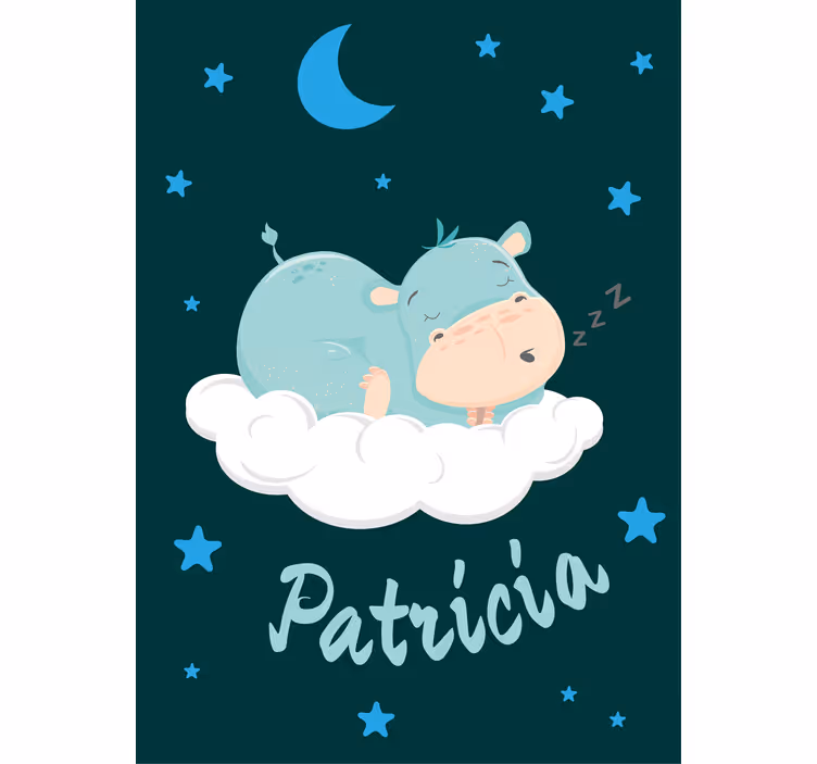 Estor personalizable Hipopótamo estrellas azules - TenVinilo