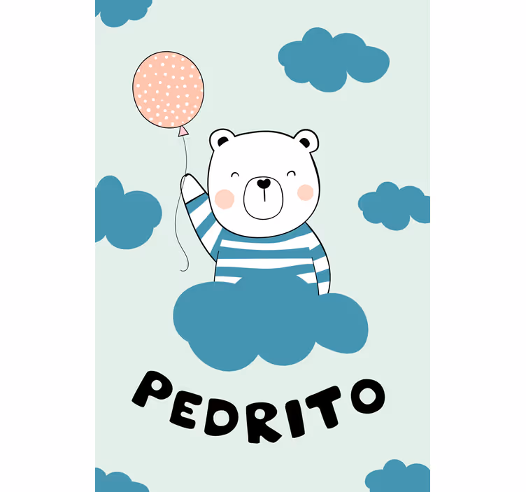 Cortina roller para bebé oso con globo y nombre - TenVinilo
