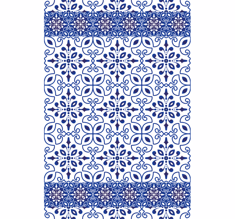 Cortina roller baño azulejos azules ornamentados - TenVinilo
