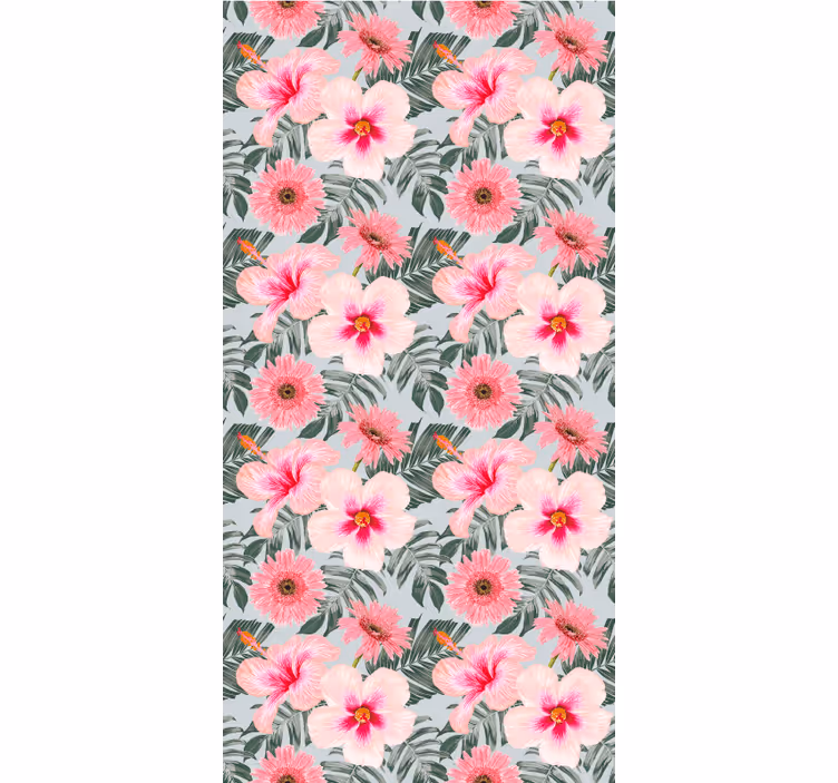 Cortina roller living comedor hibisco y flores - TenVinilo