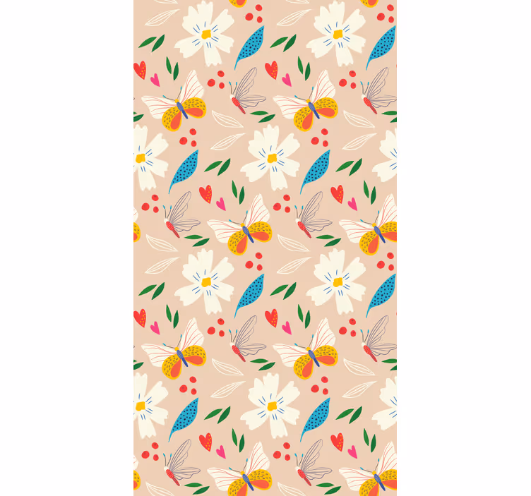 Cortina roller mariposas estampado floral beige - TenVinilo