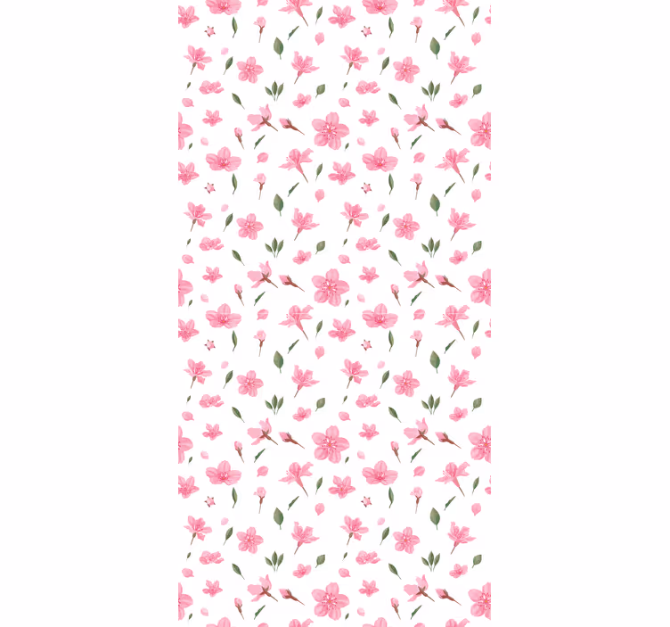 Cortina roller floral delicado patrón rosa - TenVinilo