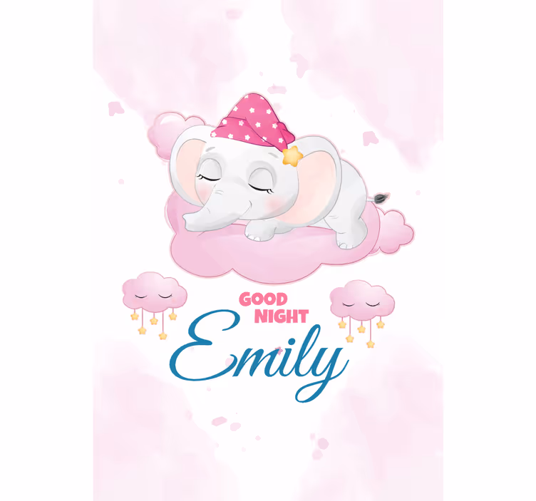 Cortina roller infantil elefante dormido con nombre - TenVinilo
