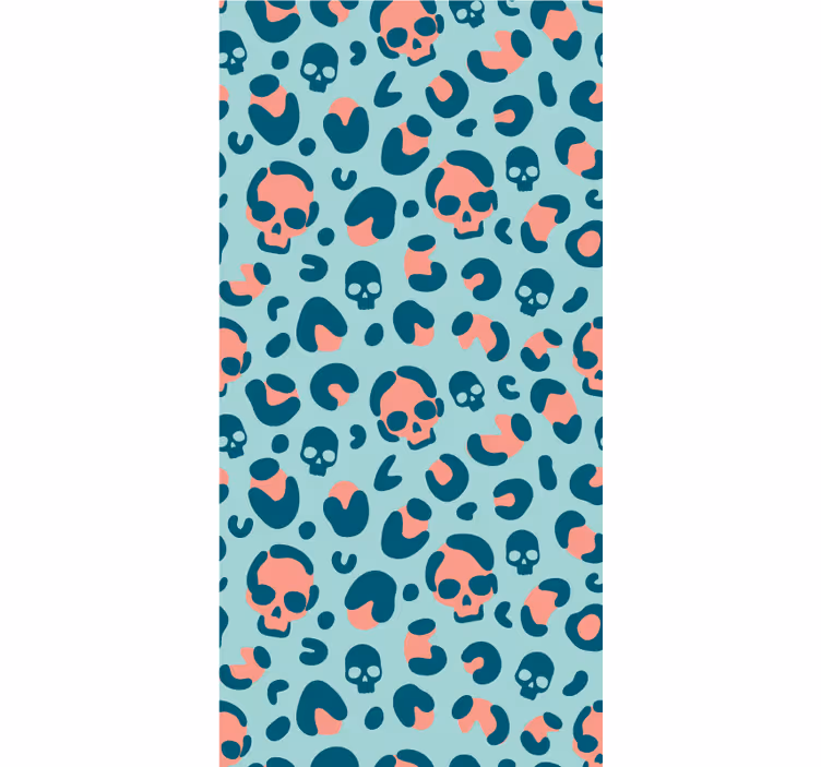 Cortina roller divertida calaveras sobre print de leopardo - TenVinilo