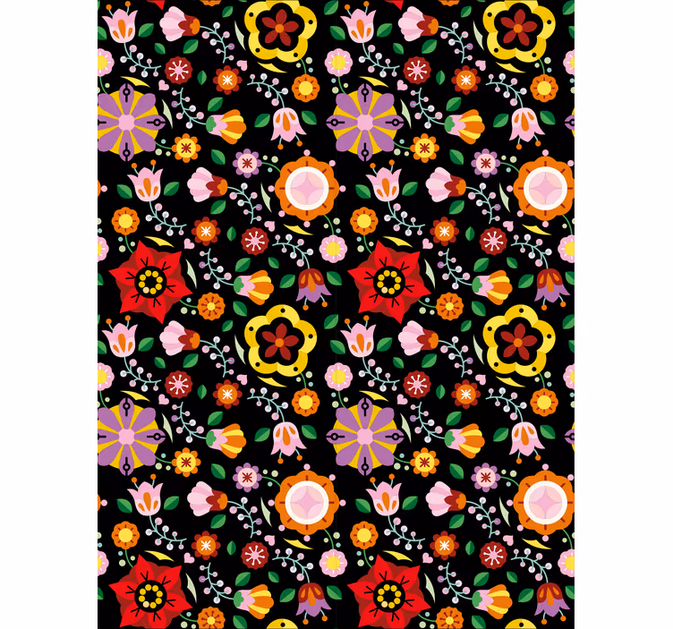 Cortina roller floral tema vibrante y colorido - TenVinilo