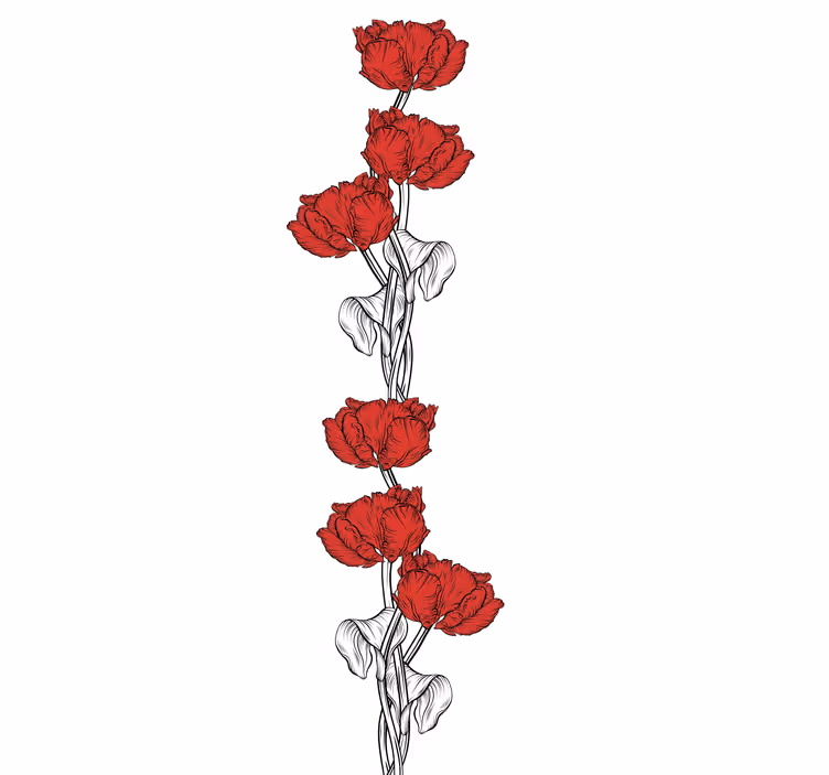 Cortina roller flores elegantes flores rojas - TenVinilo