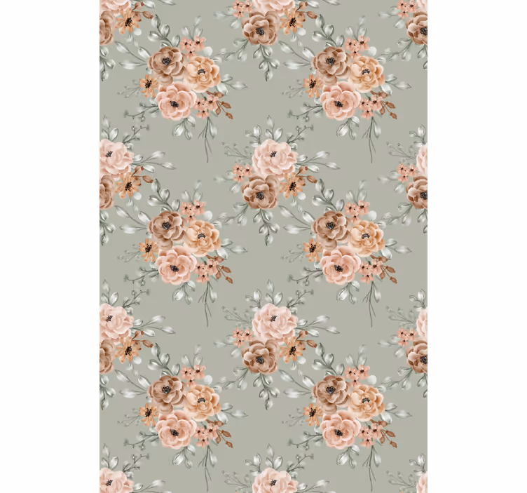 Cortina roller floral hermoso arreglo beige - TenVinilo
