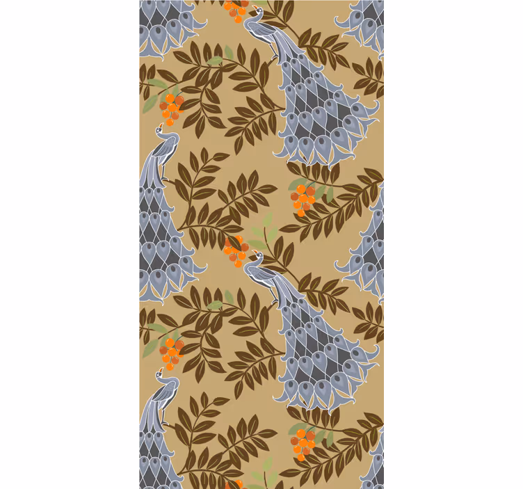 Cortina roller floral elegante diseño de pavo real - TenVinilo