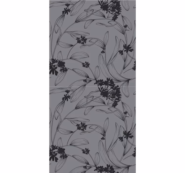 Cortina roller flores diseño floral monocromático - TenVinilo