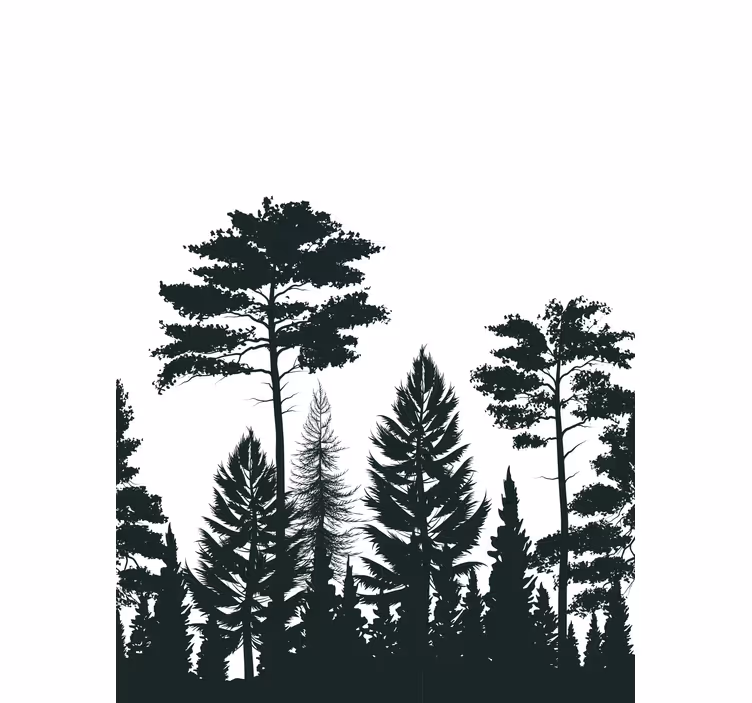 Estor árboles Silueta de pinos - TenVinilo