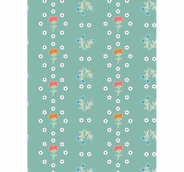 Cortina roller floral composición temática turquesa - TenVinilo