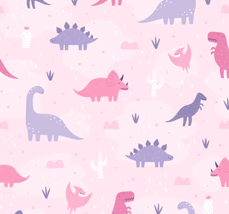 Cortina roller dinosaurios fondo rosa - TenVinilo