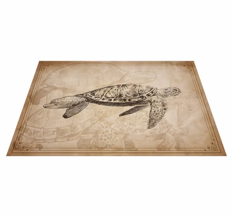 Mantel individual tortuga dibujada a mano sepia - TenVinilo